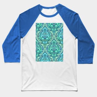 Botanical Moroccan Doodle Pattern in Mint Green, Lilac & Aqua Baseball T-Shirt